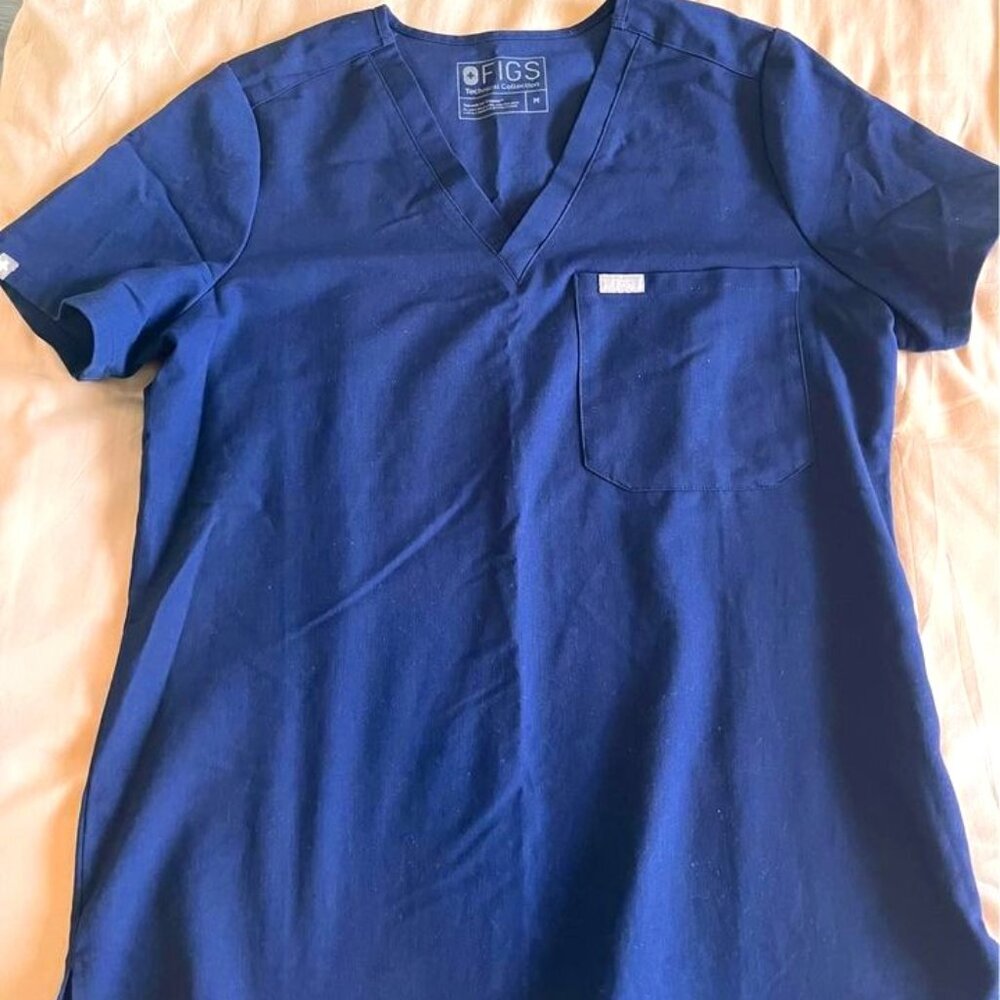 Women's Figs Navy Scrub Top